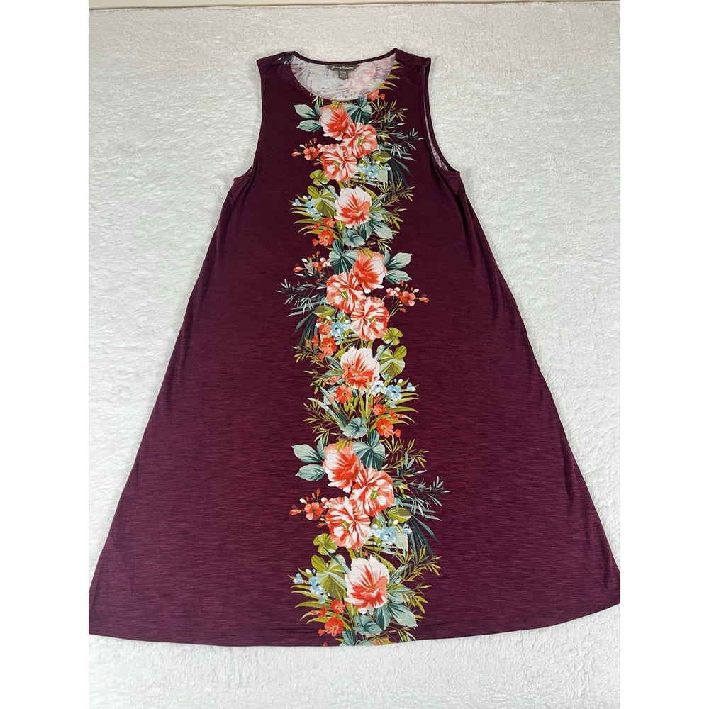 Tommy Bahama Dark Red Floral Print‎ Midi Dress Sz Medium Colorful Tropical - Picture 5 of 12
